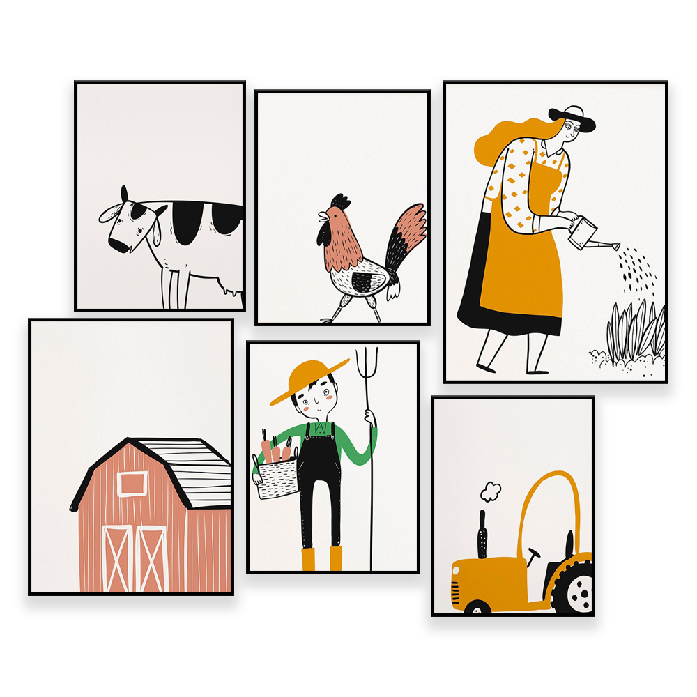 Pared de galería agrícola - 4- - Agriculture Farming Cartoon reseña y precio